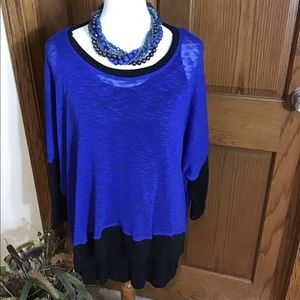 Blue sweater with black accent